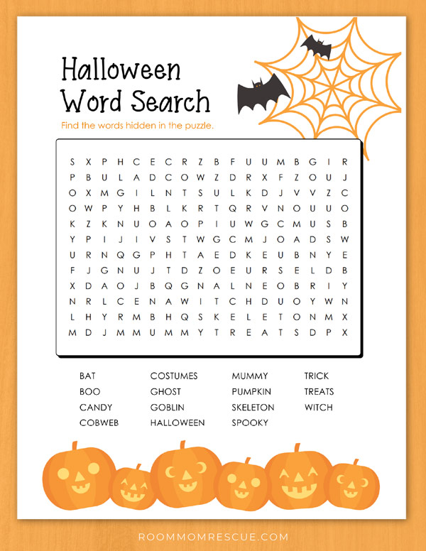 Free Printable Halloween Word Search For 2nd 3rd 4th Graders Room Mom Rescue