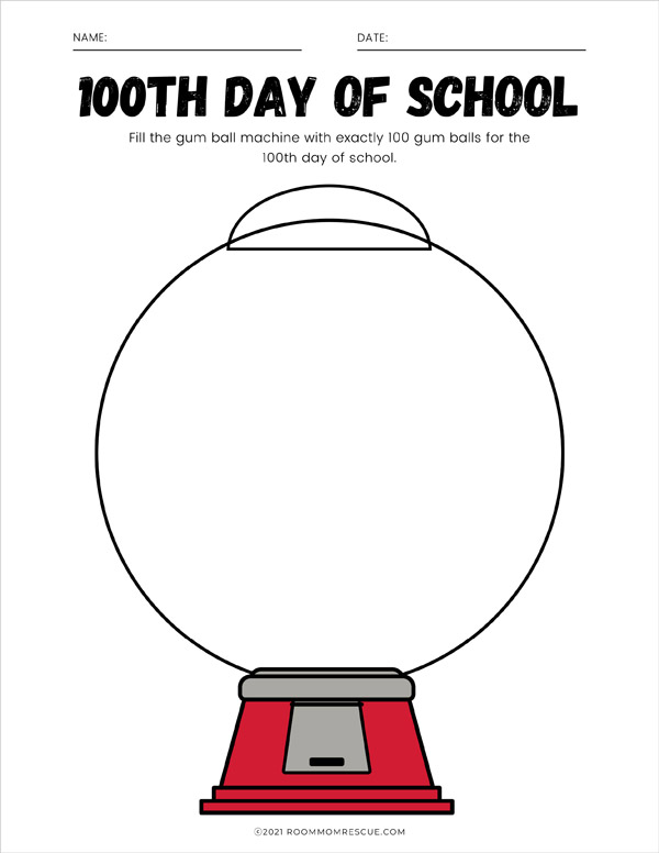 100th Day of School Gumball Machine • Room Mom Rescue