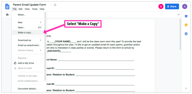 How to Use Google Docs to Edit Templates | Room Mom Rescue