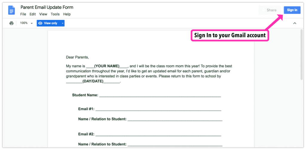 One of your responsibilities as room mom is to contact parents by email about class parties, teacher gifts, and upcoming events. Start the year off right by getting this free contact form template to request updated emails in a snap! Repin and check out my blog for Room Moms: roommomrescue.com