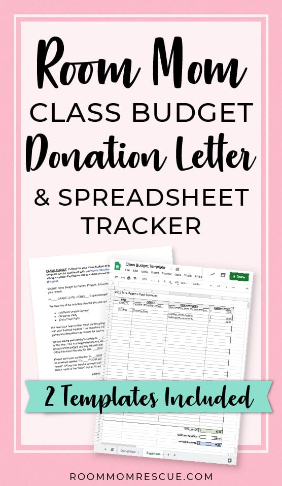 Room Mom's letter requesting financial contributions for the class budget,