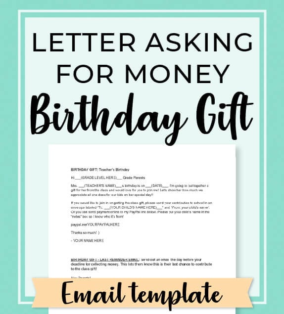 Room Mom Letter Requesting Contributions for Teacher's Birthday Celebration 