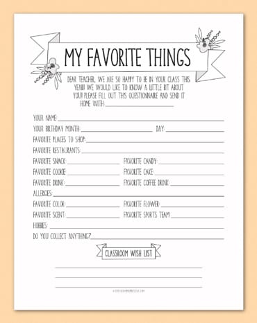 Teacher Questionnaire: Best Way to Get to Know The Teacher • Printable