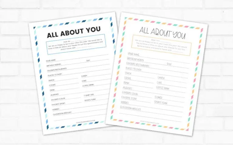 Room Mom questionnaire for teachers