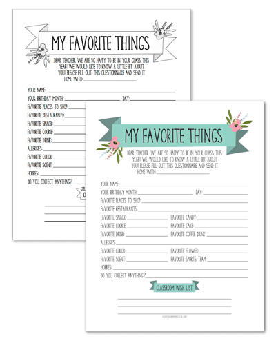 Teacher Questionnaire: Best Way to Get to Know The Teacher • Room Mom ...