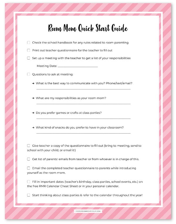 A Room Mom Quick Start Guide