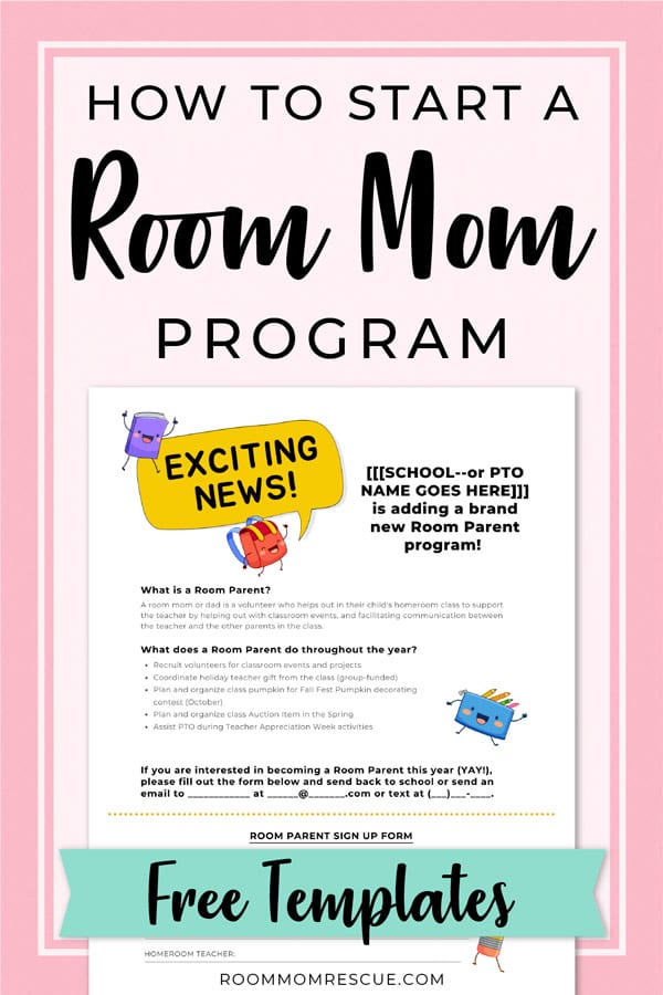 cheerful image encouraging the initiation of a Room Parent program