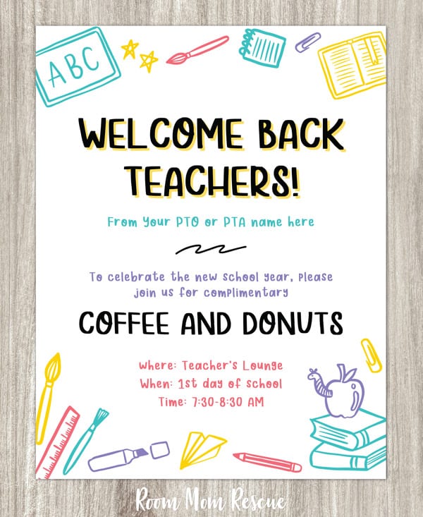 Back to School Teacher Breakfast Invitation