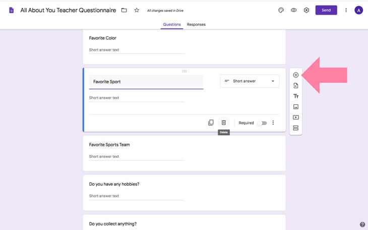 google forms teacher questionnaire get to know you