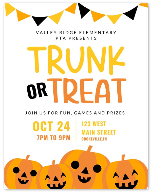 Trunk or Treat Flyer Template (Free to Edit & Customize for Your Event!)