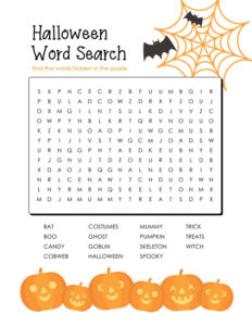 Free Printable Halloween Word Search for 2nd, 3rd & 4th Graders | Room ...