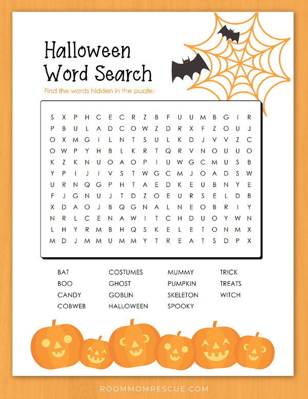 Free Printable Halloween Word Search for 2nd, 3rd & 4th Graders • Room ...