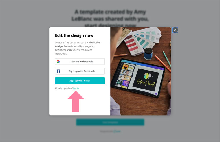 how to sign up for a free Canva account to edit templates