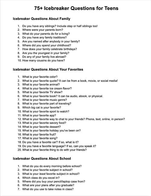 75 Fun Icebreaker Questions For Teens Room Mom Rescue   Icebreaker Questions For Teens 7 1 