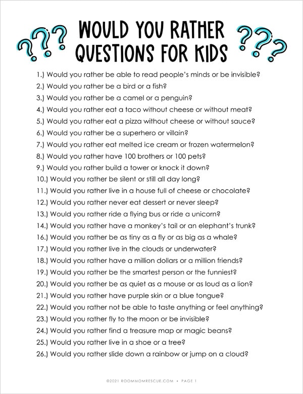 100 Fun Icebreaker Questions For Kids Room Mom Rescue