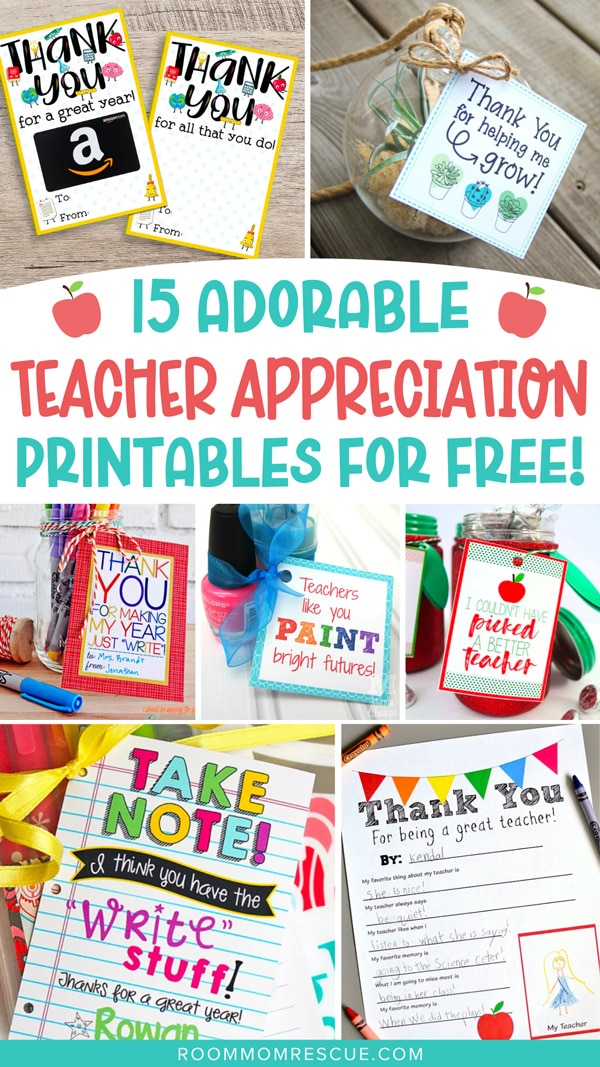 15 Free PDF Teacher Appreciation Printables | Room Mom Rescue