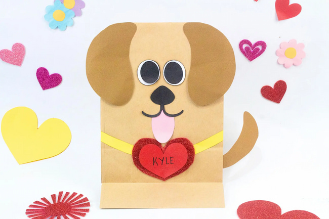 puppy paper bag valentine craft