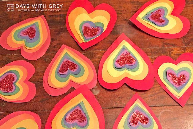 rainbow hearts craft