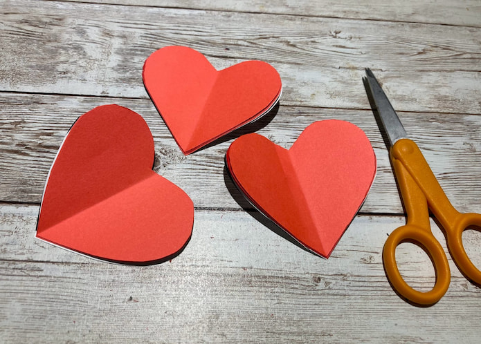 3D paper hearts