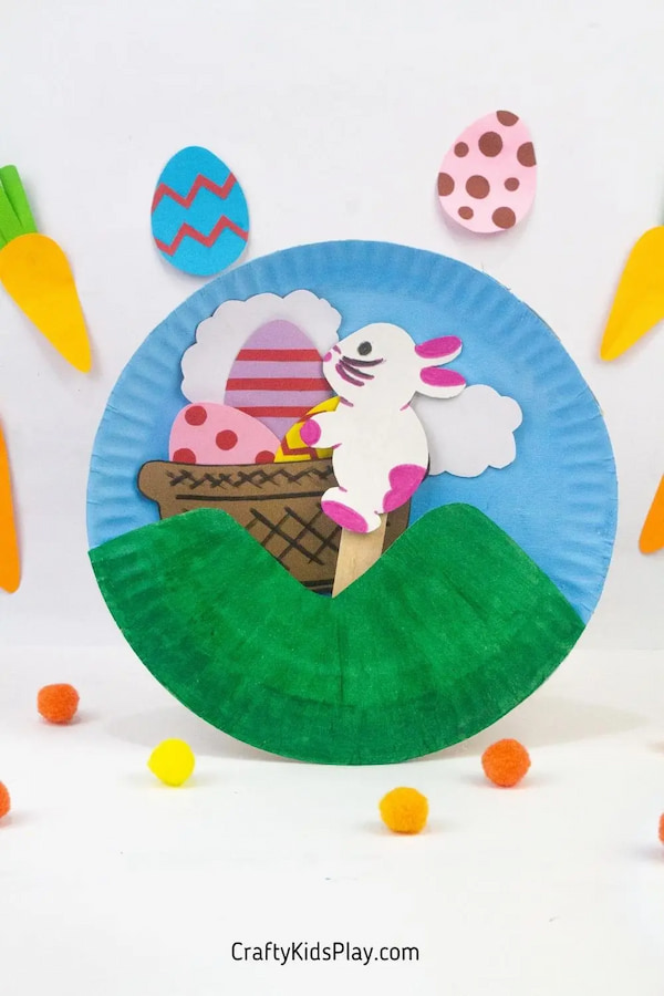 Easter Bunny Paper Plate Puppet Craft