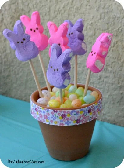 Easter Peeps Jelly Bean Flower Pot Craft